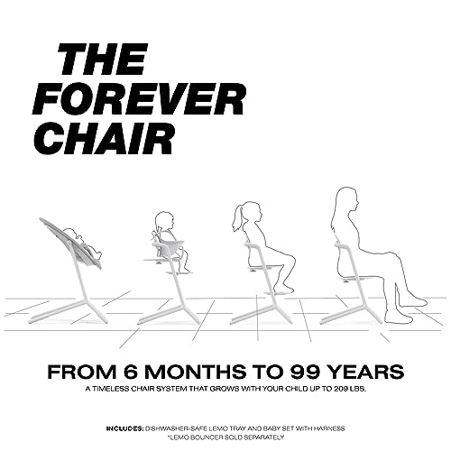 Image of Cybex LEMO High Chair 3-in-1 Set with Baby Set + Snack Tray - Modern Design, One-Hand Depth & Height Adjustment & Anti-Tip Wheels - from 6 Months, Convertible to Adult Chair, All White