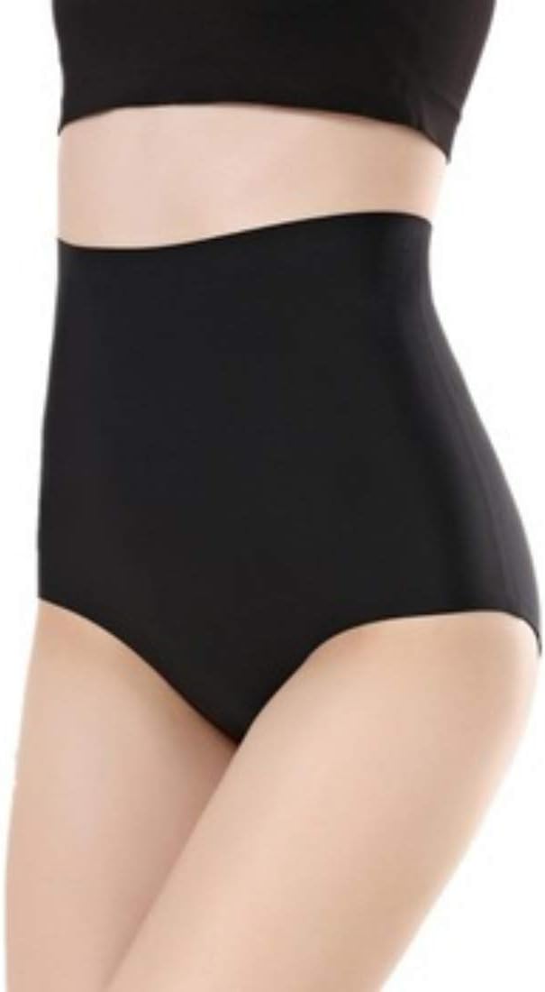 GLAMROOT Women's High Waist Seamless Traceless Smooth High Waist Panty,Black