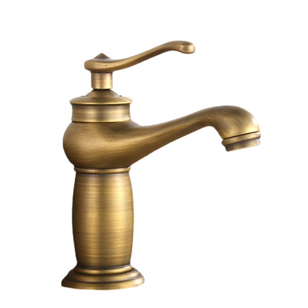 Rubinetto Lavabo Rubinetto Bagno, Stile Anticato Vintage Ottone Monocomando Miscelatore Bagno, Miscelatore Lavabo, Bronzo