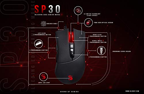 Bloody SP30 Ergonomic Optical Switch Gaming Mouse - Fastest Mouse Switch in Gaming - image 5