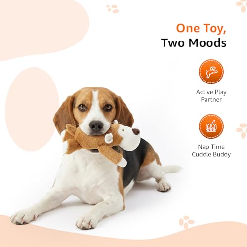 Image of Amazon Basics Cartoon Monkey Plush Dog Toy | Soft Squeaky Cuddle & Play Toy | Machine Washable | for Small to Medium Dogs | 0-20 kg | Gentle on Teeth