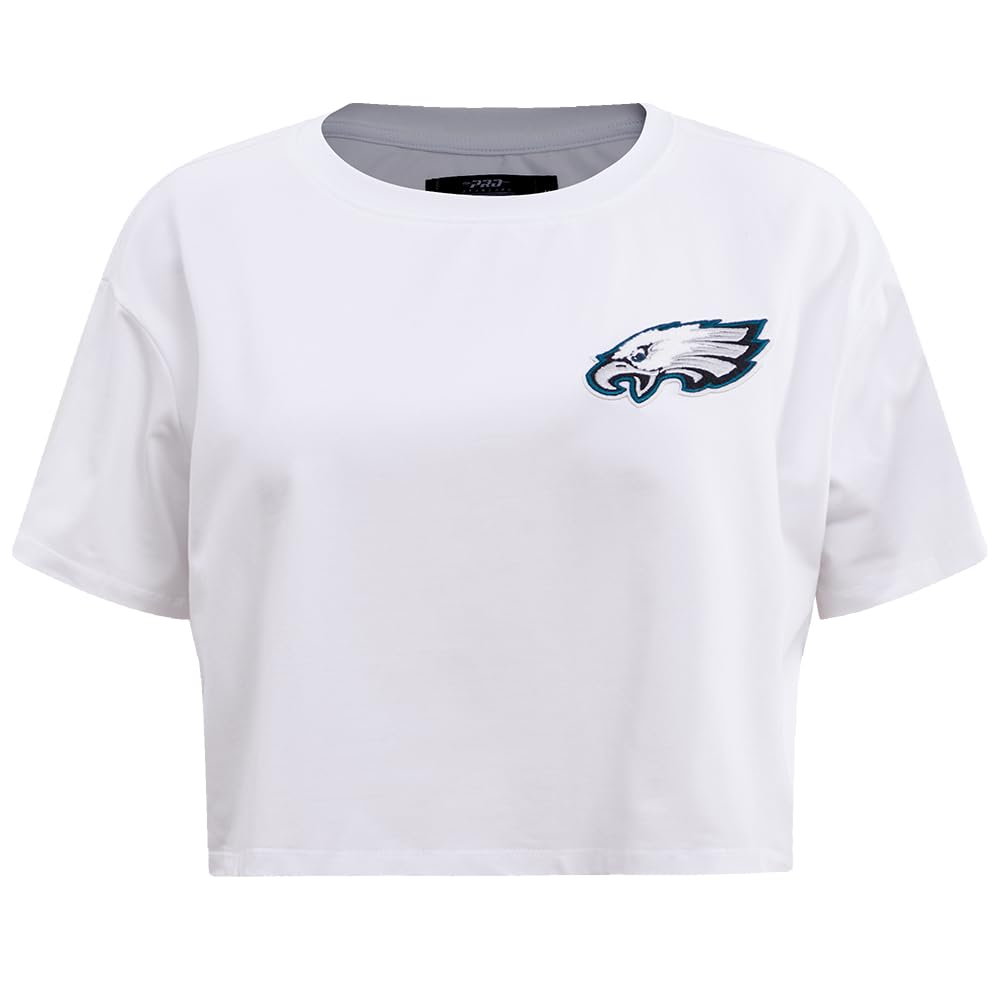 Pro Standard Womens NFL Philadelphia Eagles Classic Chenille Short Sleeve Boxy Tee White L