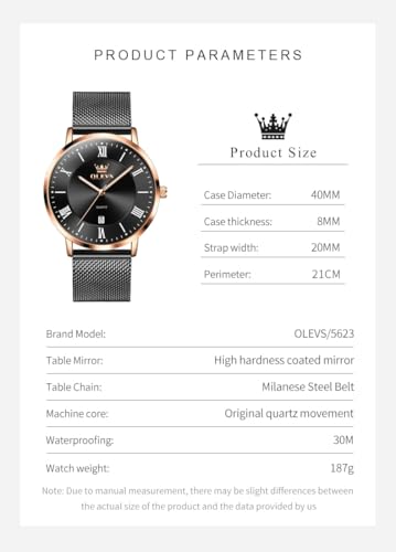 Image of OLEVS Mens Gold Watches Analog Quartz Business Dress Watch Day Date Stainless Steel Classic Luxury Luminous Waterproof Casual Male Wrist Watches