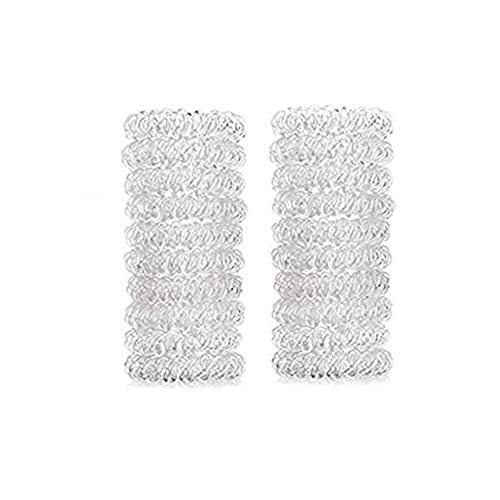 100pcs Plastic Transparent Spiral Hair Ties, Coil Hair Ties, Plastic Elastics Phone Cord Hair Ties No Crease and No Headaches Best for Women Girls
