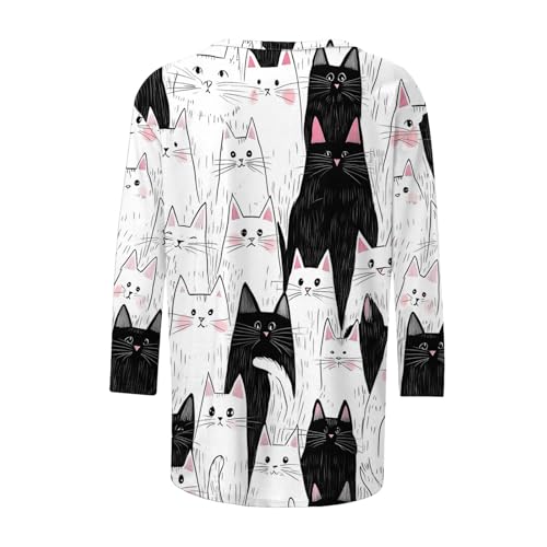 Womens Cute T Shirts Cat Graphic Loose Fit Tops Tee for Women Crewneck Summer Fall Tee Shirt 2025 Fashion3