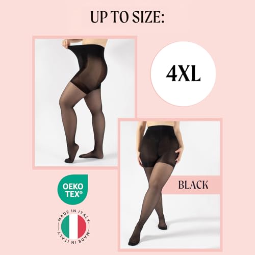Image of CALZITALY High Waist Tights Tummy Control Top - 20 Denier Shaping Pantyhose, Sheer Shaping Tights for Women All Day Use