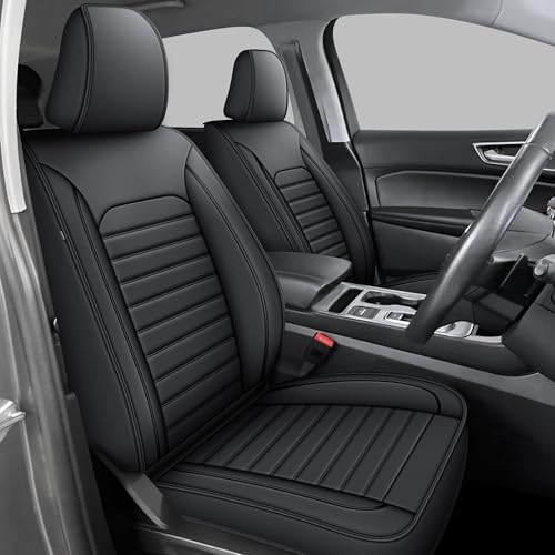 RAWAKORW Seat Covers Custom Fit for Ford Edge 2007-2025, 5 Seat Full Set Car Seat Covers Waterproof Faux Leather Protector Compatible Airbag(Black)