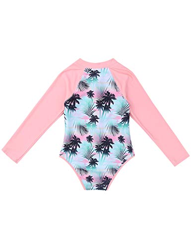 Kids Girls Long Sleeve One-Piece Flower Printed Front Zipper Swimsuit Rash Guard Tshirt with UPF 50+ Sun Protection4