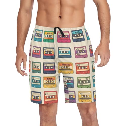 Music Tape Colorful Pajama Shorts for Men Lounge Pants Pajama Sleep Shorts Mens Sleep Shorts with Pockets, S-XXL 5