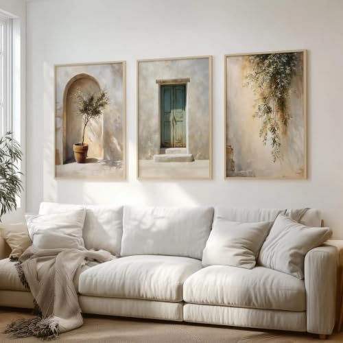 Toile olivier beige triptyque pour illuminer un mur vide