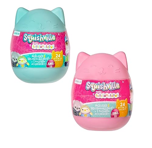 Image of Squishmallows Squishville Series 10 Mystery Mini 2 Pack Jazwares Plush | Soft Squishy Collectible Blind Little Figure Capsules Stuffed Animal Toy Gift for Kids, Boys & Girls