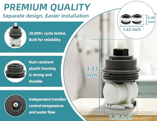 Image of RP46463 Cartridge Compatible with Delta Monitor 17 Series (2006-Present) Dual Function Bath Tub and Shower Faucet Plumbing Parts Shower Faucet Cartridge with Seat and Spring Adapter,RP22734 Bonnet Nut