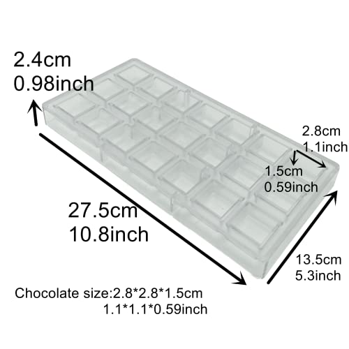 Square Chocolate Making Mould Polycarbonate Chocolate Diy Mold 21 Cavities Candy Ice Cube Molds #TOP1