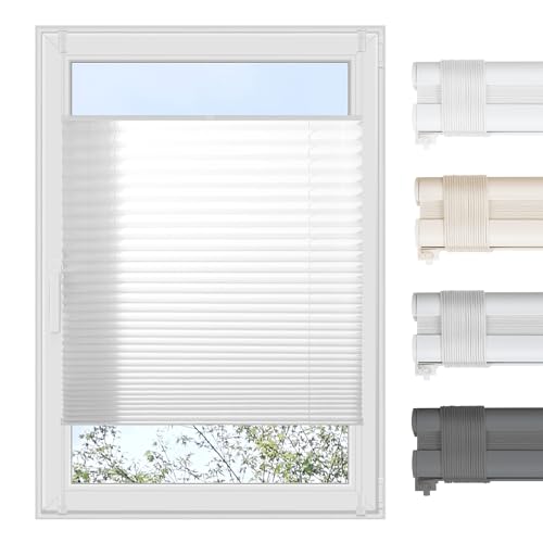 Grandekor Estor plisado Klemmfix sin agujeros, 50 x 100 cm, color blanco, estor plegable para puerta y ventana, opaco, protección visual, para salón, habitación infantil, fácil montaje y estable