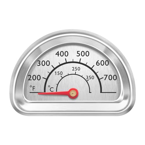 Uniflasy G351-0076-W1 Temperature Gauge, Heat Indicator Replacement for Charbroil and Kenmore Gas Grill Models, Stainless Steel Repair Parts Temp Gauge Thermometer, 1 Pack