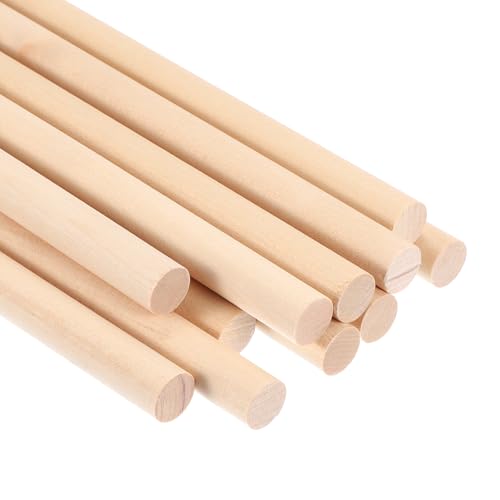 PATIKIL 12 Pcs 12mm x 400mm Wooden Dowel Rods, Natural, Round, Crafts, DIY, Home Decor