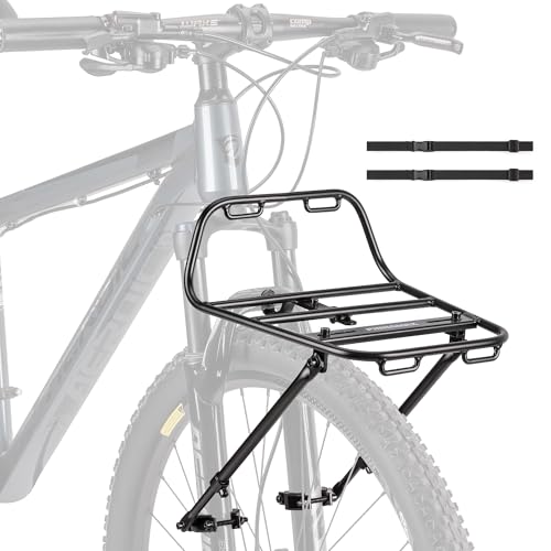 Bike Front Rack - Front Bicycle Cargo Rack with Struts - Front Mount Aluminium...