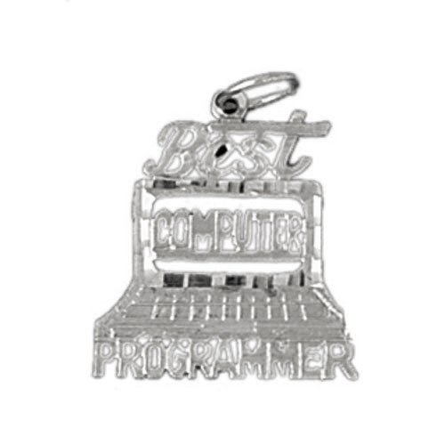 CleverEve 14K White Gold 'Best Computer Programmer' Pendant 1.4 Grams