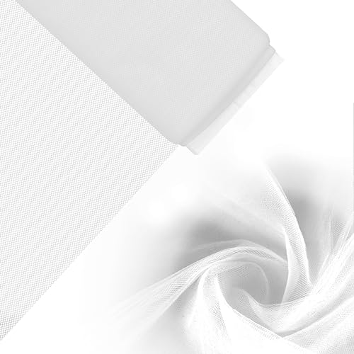 Handi Stitch Rouleau Tulle Blanc en Polyester - 137 cm de Large x 18 m de Long - Toile de Tulle Mariage, Anniversaire, Emballages de Cadeaux, Décorations,...