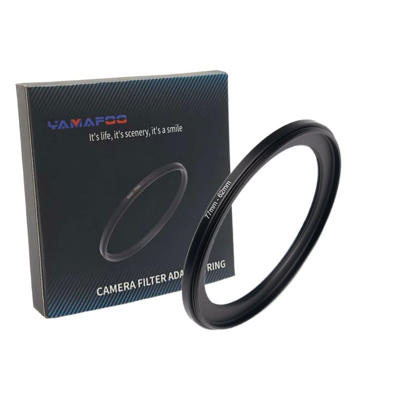 YAMAFOO 77mm to 62mm Step-Up Ring/Step Down Rings Filter Adapter for All Brands UV ND CPL Metal Ring Step-Up Rings Adapter Filter,Black (77-62)