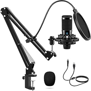 USB Podcast Streaming Microphone for Computer, 192KHZ/24Bit Studio Cardioid Condenser Mic Kit