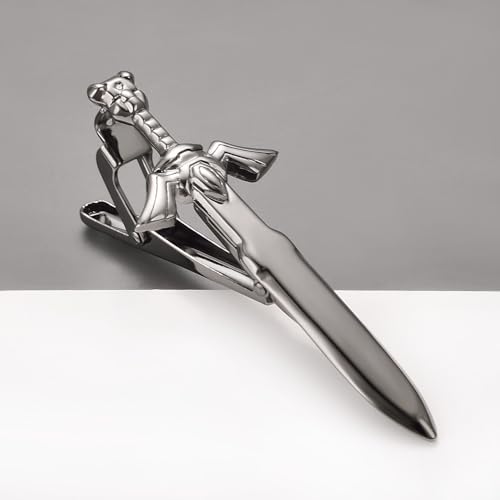 Image of TRENDTIECLIP Sword Tie Clip for Men Novelty Black Tie Bar Personalized Unique Party Jewelry Gift