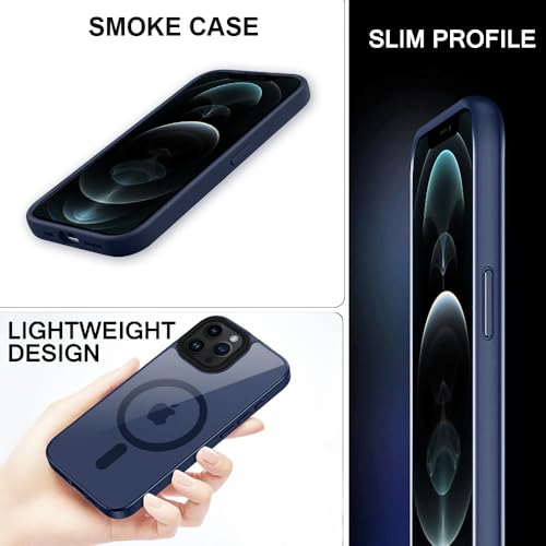 Image of iPhone 12 Pro Max Magsafe Hard Back Case | Matte Design & 360 Protection | Military-Grade Apple iPhone 12 Pro Max Cover | Strong Magnet Back - Blue