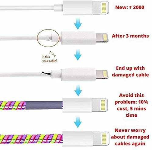 Image of Spiral Cable Protector, Data Cable Protective Sleeve, Headphone Saver, Charger Protective Cover, Wire Repair /Strain Relief Cable Wrap Tube for USB Data Cable Headphone Cable (Yellow+ Jet Black)