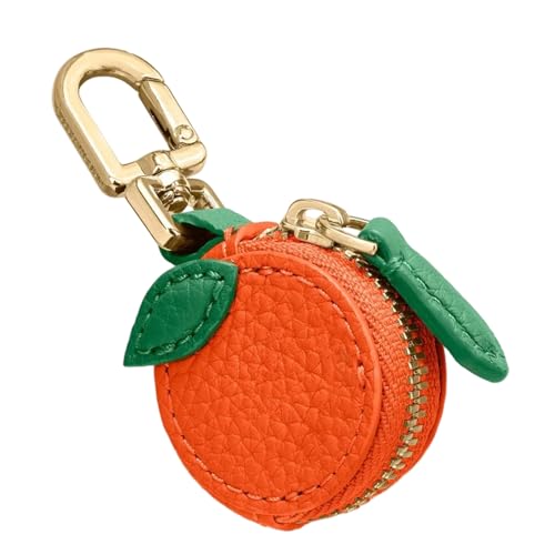 Evadollina Mini Geldbörse Damen, Schlüsseletui Damen, Coin Purse, Schlüsseletui, Süßer Leder Taschenanhänger, Halloween Geschenk, Christmas Geschenk (Orange)