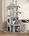 Globlazer Cat Tree Tower for Indoor Cats, 50-inch Adult Cat Tree House for Large Adult Cats with Steps, Scratching Post, 2 Cat Caves, Dangling Toys, FC50, Light Grey