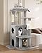 Globlazer Cat Tree Tower for Indoor Cats, 50-inch Adult Cat Tree House for Large Adult Cats with Steps, Scratching Post, 2 Cat Caves, Dangling Toys, FC50, Light Grey