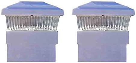 (2 Pack) Plastic Off White 5 X 5 Outdoor Solar Post Cap Light - 2 Bright SMD LED Bulbs