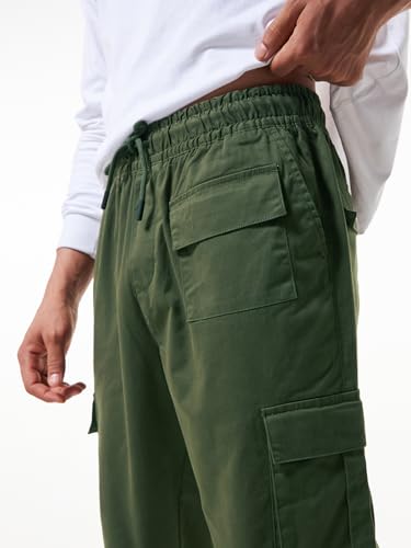 Image of Bewakoof Men's Oversized Fit Mid Rise Cargo Trousers|Loose Fit Street-Style Comfort | Utility Pockets | Everyday Wear