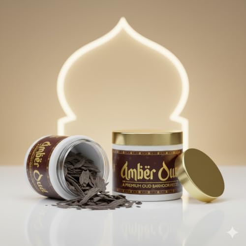Image of Amber Oud BAKHOOR Incense | Authentic Arabic BAKHOOR Incense | 40 GMS JAR | Pack of 1 | Natural Wood Chips Amber Fragrance Woody Blend | Perfect for Pooja