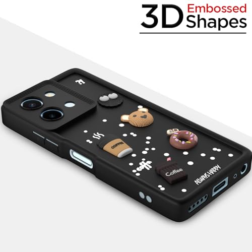 Image of Pikkme Back Cover for Vivo T3x 5G / Vivo Y200i 5G | Cute Fun Cartoon 3D Bear Silicone Full Body Protection Bumper Case (Black)