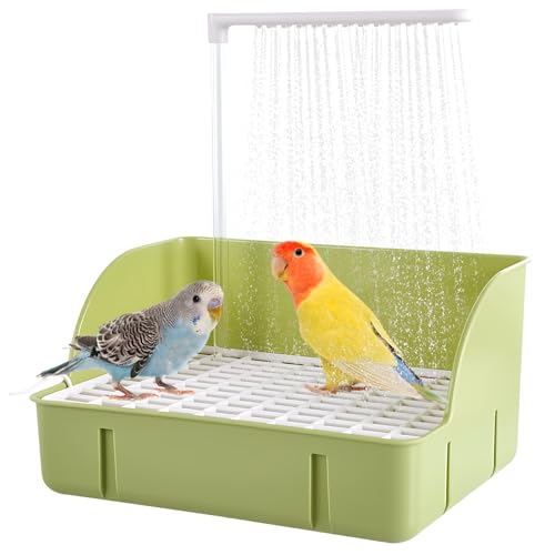 Umisu Vogel Badehaus Badewanne Automatisches Vogelbad mit Pumpe, Vogeltränke Bad Vogel Dusche Zubehör für Sittiche Vögel Papagei (Grün, L)