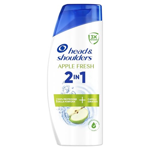 Head & Shoulders Apple Fresh Shampoo e Balsamo Antiforfora 2 in 1 250ml. Fino al 100% di Protezione dalla Forfora, Clinicamente Testato. Uso Quotidiano. Per Tutti i Tipi di Capelli. Profumo di Mela