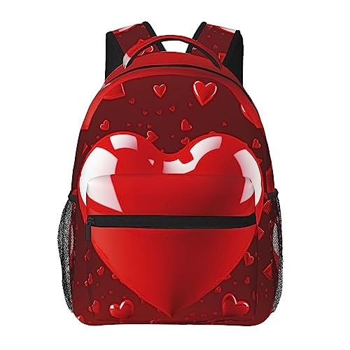 Sac à dos de voyage ergonomique avec bretelles rembourrées et imprimé cœur noir