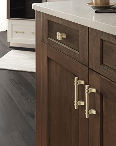 Image of Amerock | Cabinet Pull | Golden Champagne | 3 inch (76 mm) Center to Center | Davenport | 1 Pack | Drawer Pull | Drawer Handle | Cabinet Hardware