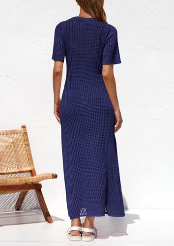 Image of PRETTYGARDEN Womens Eyelet Crochet Maxi 2 Piece Dress Sets