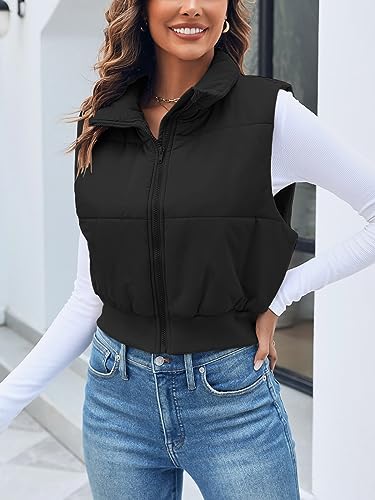 Imily Bela Womens Cropped Puffer Vest Stand Collar Sleeveless Zip Up Padded Gilet4