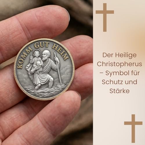 ELBKAISER – Christopherus Auto Magnet - Komm gut Heim – Heiliger Christophorus Plakette fürs Auto – Schutzpatron - Autofahrer & Schutzengel Auto Magnet, edle Christophorus Auto als Geschenk
