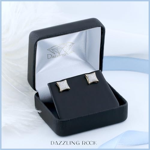 Dazzlingrock Collection 0.20 Carat Round White Diamond 8.70mm Hip Hop Iced Out Studs in 18K Yellow Gold Plated Sterling Silver, Screw Back, Unisex Design Ladies, Mens Real Diamond Earrings3