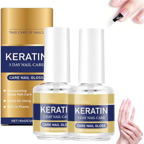 Keratin Nail Care Oil Deeply Moisturizing Treatment for Strong Glossy Nails Contains Aloe Vera & Lavender Cuticle Oil Repairs Dry Weak Nails (2pcs 16ML)