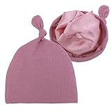 Silky Satin Lined Newborn Hat Hair Care Knot Beanie Hats for Infant Baby Boys Girls Caps 0-6 Months (0-6M Rib Mauve)