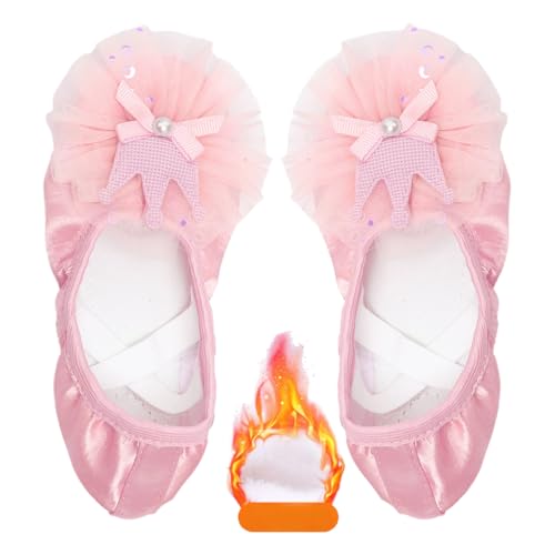 Aislor Girls Dance Shoes Princess Crown Ballerina Shoes Split Sole Slipper for Ballet Recital Stage Shows2