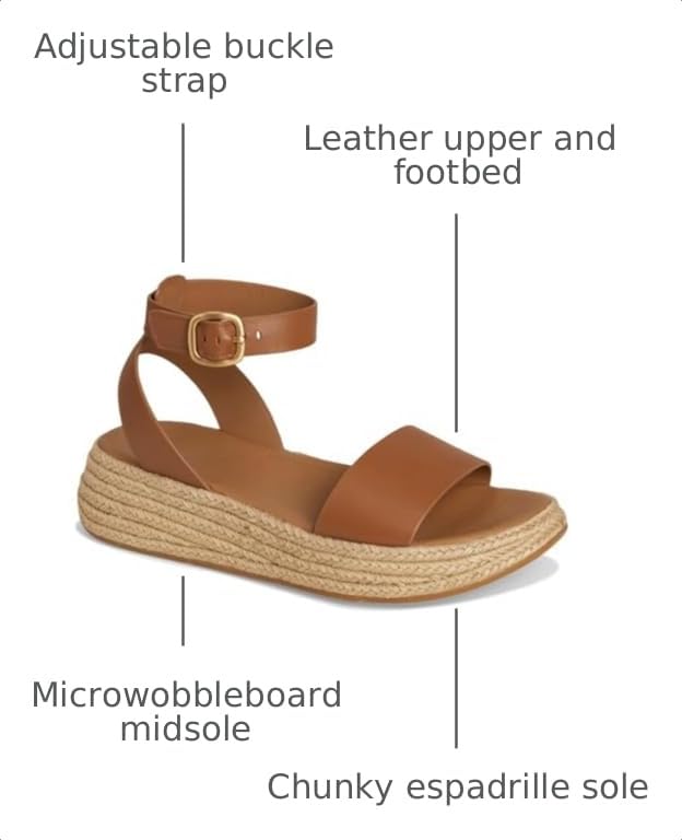 Image of FitFlop Women's, F-MODE Espadrille Leather Flatform Ankle-Strap Sandal