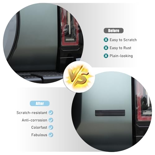 Image of Rear Tailgate Emblem Compatible with 2023 2024 2025 2026+ Hummer EV Accessories Model SUV Matte Black American Flag Back Tailgate Badge Logo USA Style 3D Badge Flag Decal