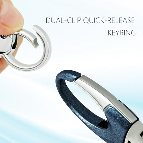 Image of Heavy Duty Keychain with Quick Release Double Carabiner Clip, Key Rings, D Ring, Car Key Holder for Belt Loop