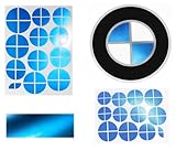 Satin Blue Stickers - Compatible with BMW - Vinyl Overlay Decal for All Emblems Caps Logos Roundels Badges